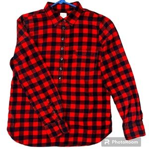 J.Crew Womens M Perfect Fit Long Sleeve Button Up Collared Shirt Red Plaid